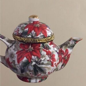 Floral Teapot with Gold Accents